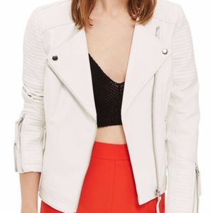 NEW Topshop Luna Faux Leather Jacket in White